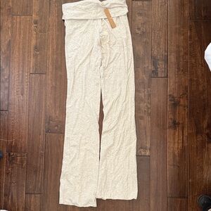 Skims cotton jersey, fold over pants in oatmeal heather